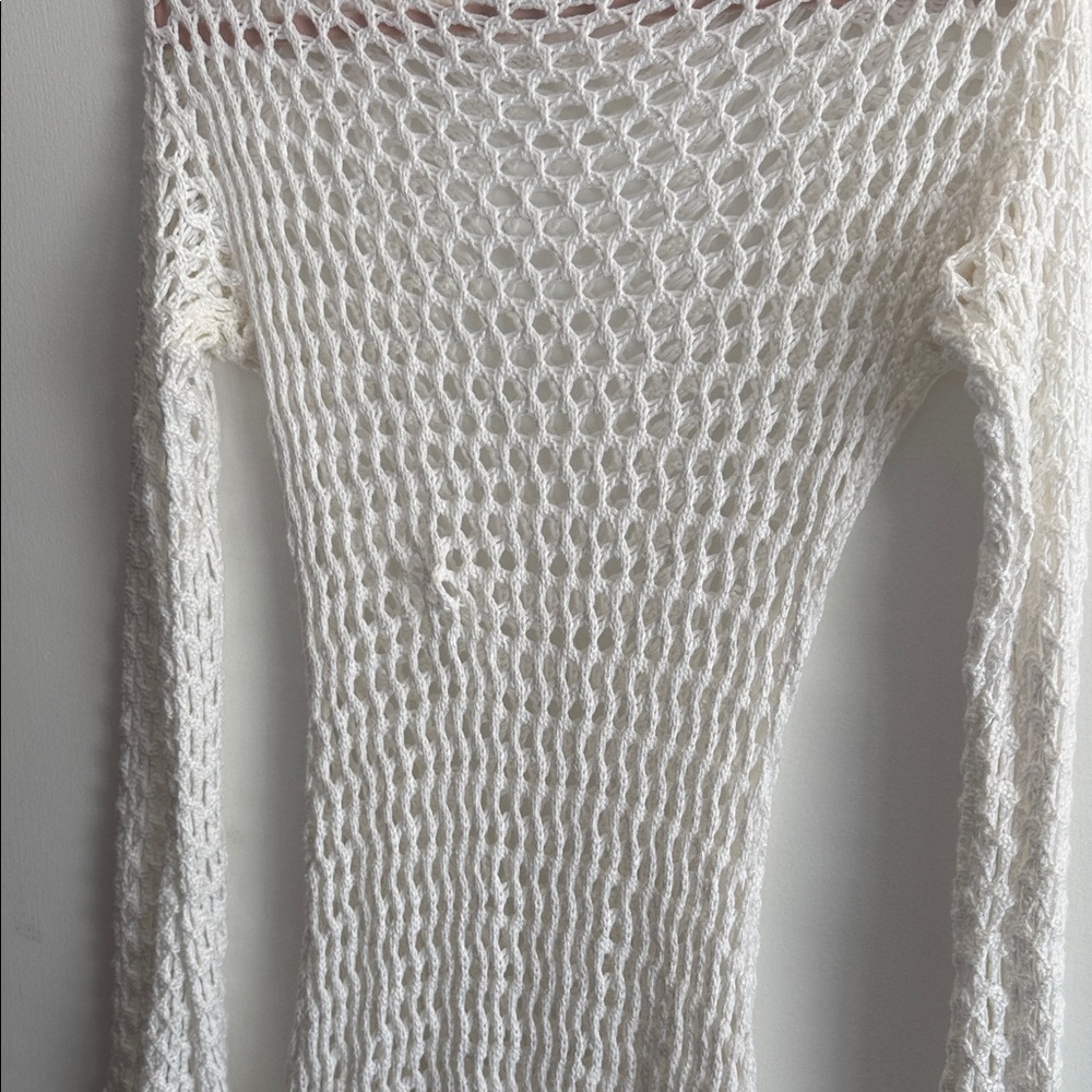 ViX Paula Hermanny Size Small Belle Crochet Knit Long Sleeve Cover-Up Women Swim - Picture 14 of 16